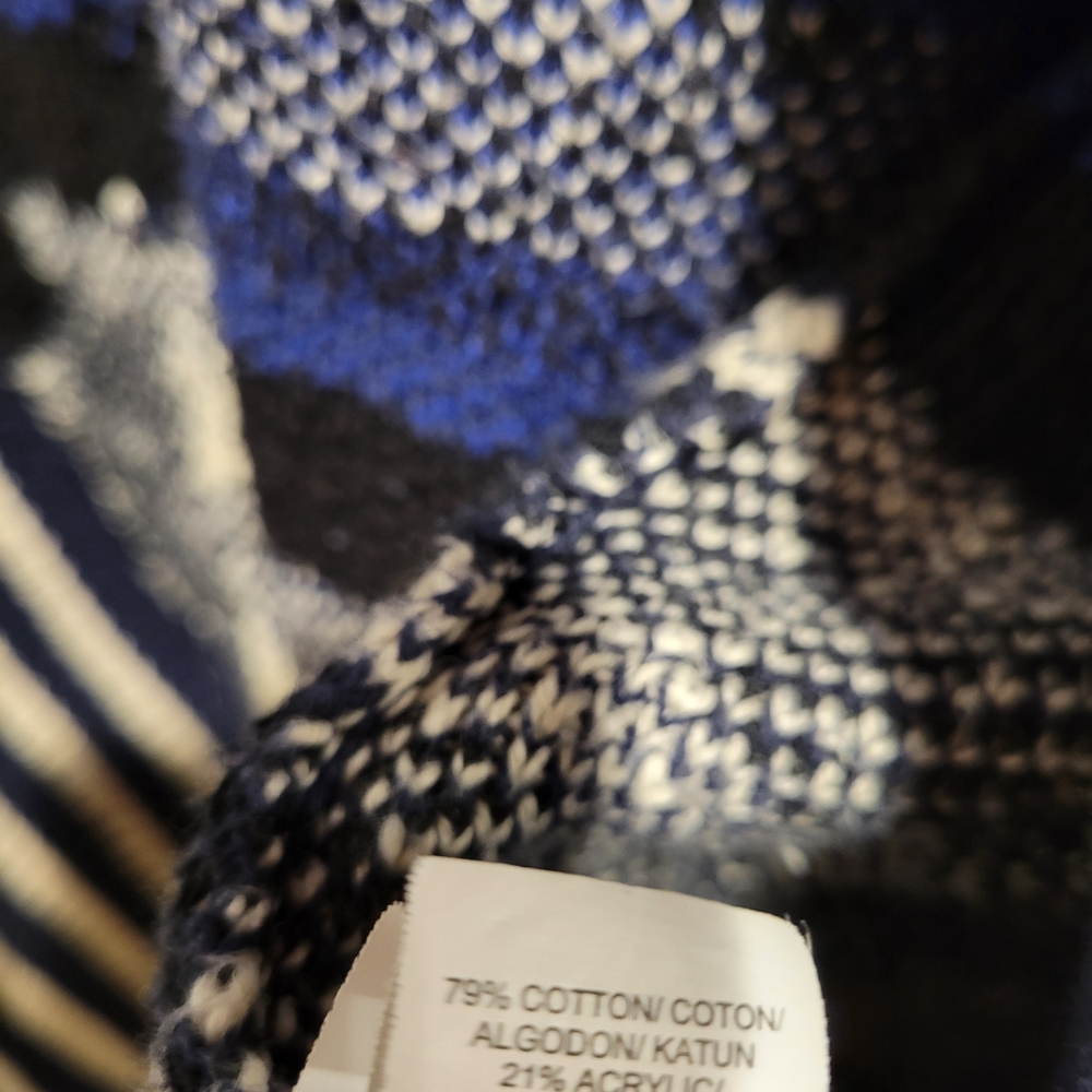 Lucky Brand Blue Cream Tribal Open Sweater Size Medium - Picture 9 of 12